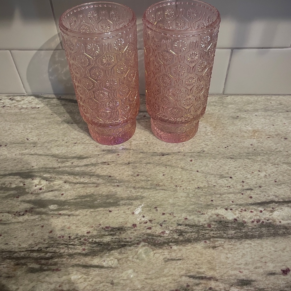 Drinking glasses.